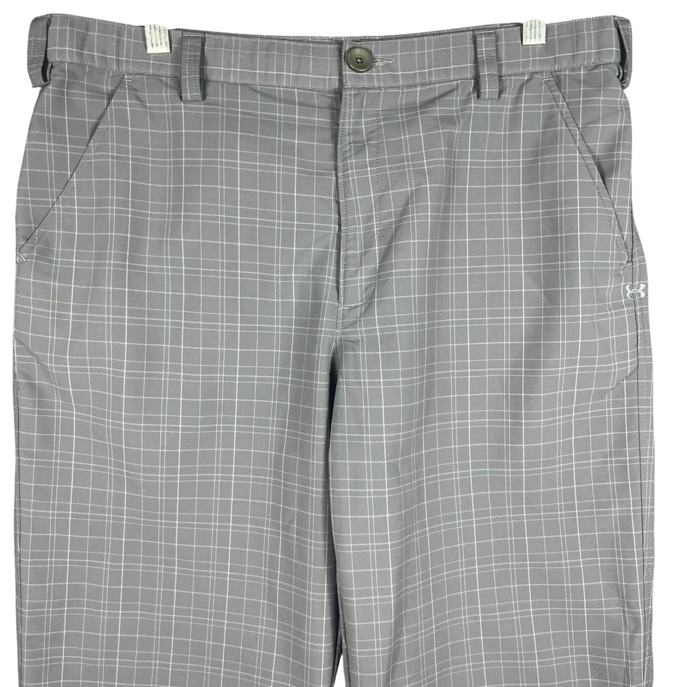 Under Armour Golf Pants Mens 36 Grey Windowpane Plaid Performance Trousers
